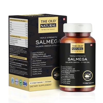 The Old Natural Triple Strength Salmega Salmon Omega 3 Fish Oil Softgel Capsule 30's - Omega Fish Oil Fatty Acids