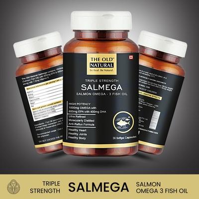The Old Natural Triple Strength Salmega Salmon Omega 3 Fish Oil Softgel Capsule 30's - Omega Fish Oil Fatty Acids