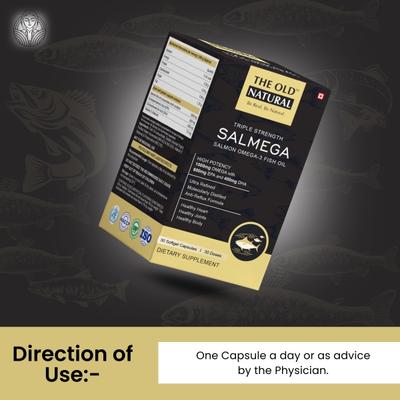 The Old Natural Triple Strength Salmega Salmon Omega 3 Fish Oil Softgel Capsule 30's - Omega Fish Oil Fatty Acids