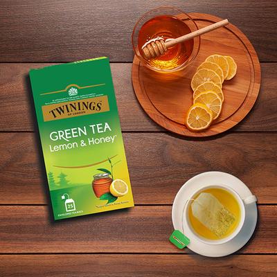 Twinings of London Green Tea Bag - Lemon & Honey (25 x 2 gm) - Teas