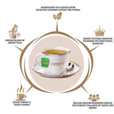 Twinings of London Green Tea Bag - Lemon & Honey (25 x 2 gm) - Teas