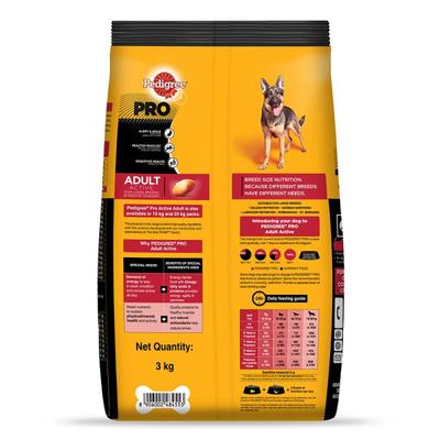 Pedigree Pro Adult Active (For Large Breed) 3000 gm - Petfood