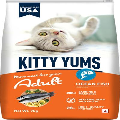 Kitty Yums Adult (+1 Year) Dry Cat Food, Ocean Fish 7000 gm - Petfood