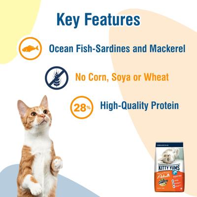 Kitty Yums Adult (+1 Year) Dry Cat Food, Ocean Fish 7000 gm - Petfood