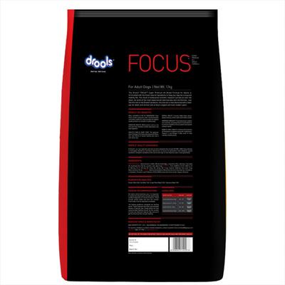 Drools Focus Adult Super Premium Dog Food 12kg (+1kg Extra Free Inside) 13000 gm - Petfood
