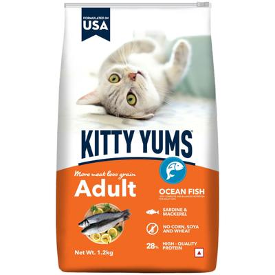 Kitty Yums Adult (+1 Year) Dry Cat Food, Ocean Fish 1200 gm - Petfood