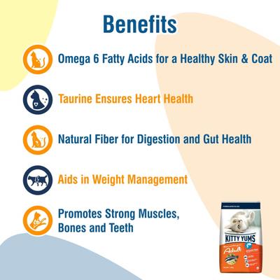 Kitty Yums Adult (+1 Year) Dry Cat Food, Ocean Fish 1200 gm - Petfood