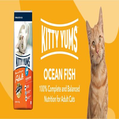 Kitty Yums Adult (+1 Year) Dry Cat Food, Ocean Fish 1200 gm - Petfood