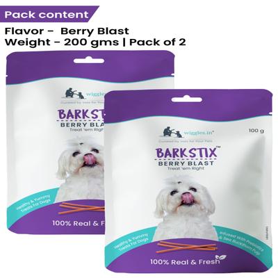 Wiggles Barkstix Dog Treats Berry Blast (Pack of 2*100gm) 1's - Petfood