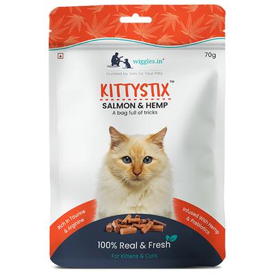Wiggles Kittystix Cat Treats Salmon & Hemp 70 gm - Petfood