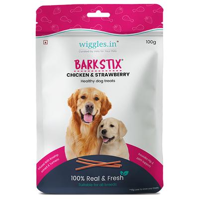 Wiggles Barkstix Dog Treats Chicken & Strawberry 100 gm - Petfood