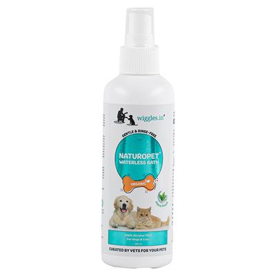 Wiggles Naturopet Organic Dry Waterless Bath Dogs Cats Shampoo 200 ml - Pet Grooming