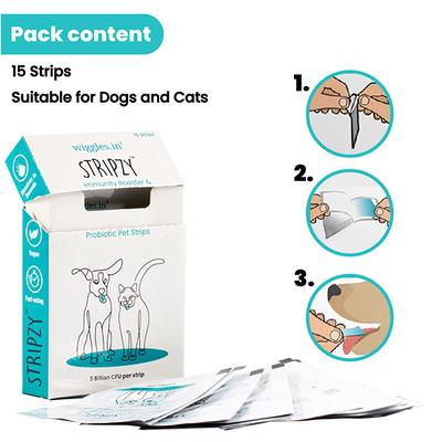 Wiggles Stripzy Dogs & Cats Immunity Booster Probiotics Strips 15's - Pet Healthcare