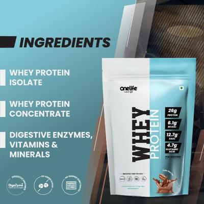 Onelife Whey Protein Powder - Cafe Mocha (Pouch) 500 gm - Workout Essentials
