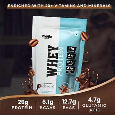 Onelife Whey Protein Powder - Cafe Mocha (Pouch) 500 gm - Workout Essentials