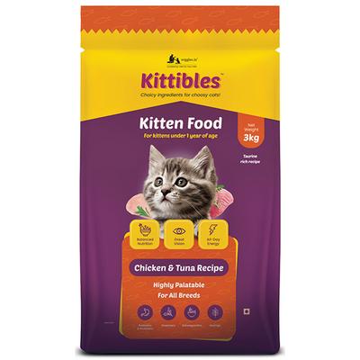 Wiggles Kittibles Kitten Baby Cats Food Dry Chicken Tuna Fish Recipe 3000 gm - Petfood