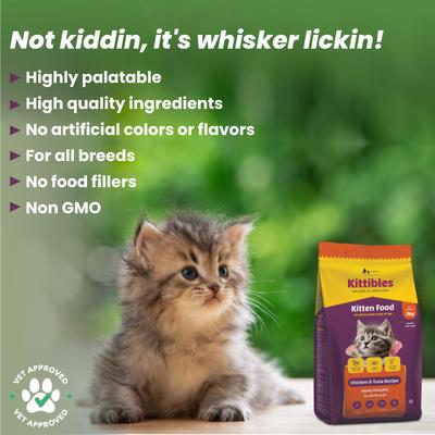 Wiggles Kittibles Kitten Baby Cats Food Dry Chicken Tuna Fish Recipe 3000 gm - Petfood