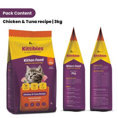 Wiggles Kittibles Kitten Baby Cats Food Dry Chicken Tuna Fish Recipe 3000 gm - Petfood