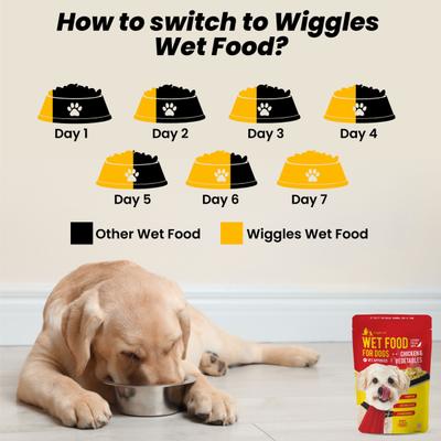 Wiggles Wet Dog Food Chicken Vegetable Gravy Puppy Adult Senior Pets (Pack of 4 x 150gm) 600 gm - Petfood