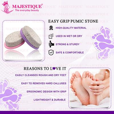 Majestique Easy Grip Pumice Stone for Hands, Heels, Elbows - Color May Vary - Manicure & Pedicure Kits