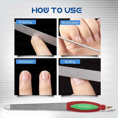 Majestique Nail File Long with Cuticle, Perfect for Filing, Shaping, Buffing  - Multicolor - Manicure & Pedicure Kits