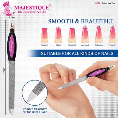 Majestique Nail File Long with Cuticle, Perfect for Filing, Shaping, Buffing  - Multicolor - Manicure & Pedicure Kits