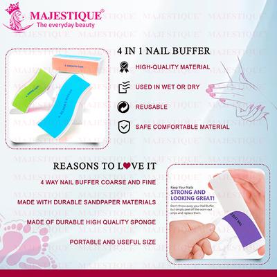 Majestique Manicure 4 Action Nail Buffer, Sanding Files, Nail Care - Color May Vary - Manicure & Pedicure Kits