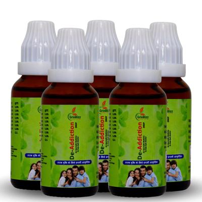 GRINBIZZ De-Addiction Drops (Pack of 5 x 30ml) 1's - Speciality Medicines