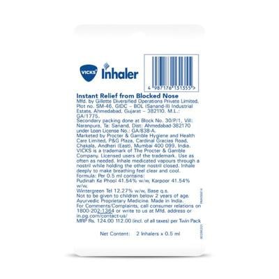 Vicks Instant Relief Inhaler (Super Saver Pack) 1's - Cold And Cough