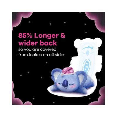 Whisper Bindazzz Nights Koala Soft Sanitary Pads for Women, XXXL+ 8 Napkins 96 gm - Sanitary Napkins