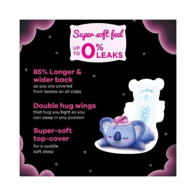 Whisper Bindazzz Nights Koala Soft Sanitary Pads for Women, XXXL+ 8 Napkins 96 gm - Sanitary Napkins