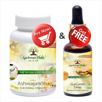 Aachman Veda Ashwagandha Capsule 60's & Aachman Veda Curcumin Drops 30 ml (Free) 1's - Speciality Medicines