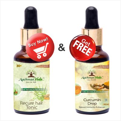 Aachman Veda Recure Hair Tonic 30 ml & Aachman Veda Curcumin Drops 30 ml (Free) 1's - Speciality Medicines