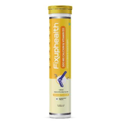 FixUpHealth Calcium and Vitamin D3 Effervescent Tablet - Orange Flavour 20's - Calcium And Minerals