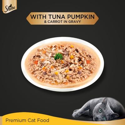 Sheba Fine Food for Cats - Tuna Pumpkin & Carrot in Gravy (Pack of 70 gm x 12) 1's - Petfood
