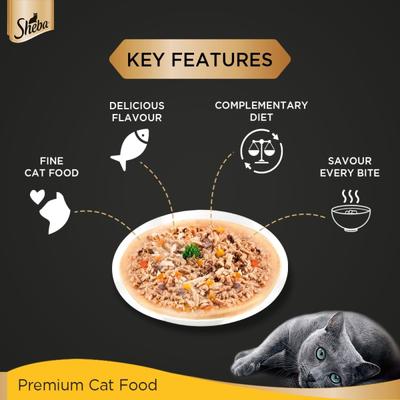 Sheba Fine Food for Cats - Tuna Pumpkin & Carrot in Gravy (Pack of 70 gm x 12) 1's - Petfood