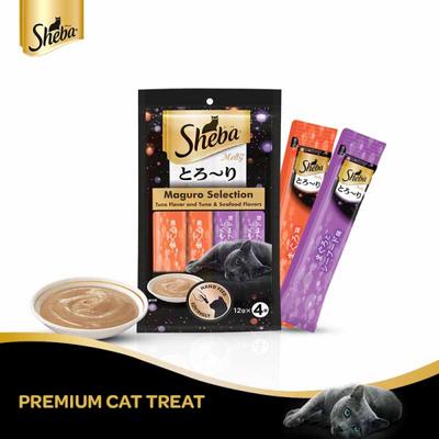 Sheba Melty Maguro Selection for Cats - Tuna Flavor and Tuna & Seafood Flavors (Pack of 12 gm x 4) 1's - Petfood