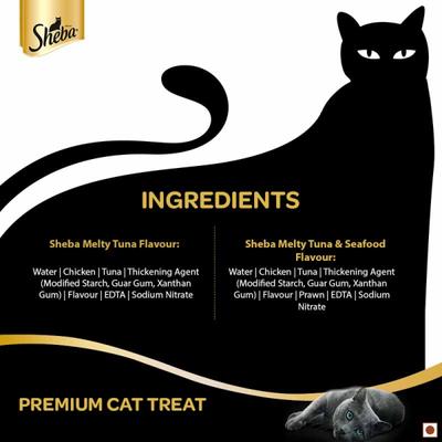 Sheba Melty Maguro Selection for Cats - Tuna Flavor and Tuna & Seafood Flavors (Pack of 12 gm x 4) 1's - Petfood