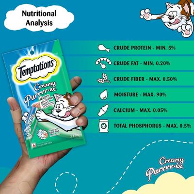 Temptations Treats for Cats Creamy Purrrree - Maguro & Scallop Flavour (Pack of 12 gm x 4) 1's - Petfood