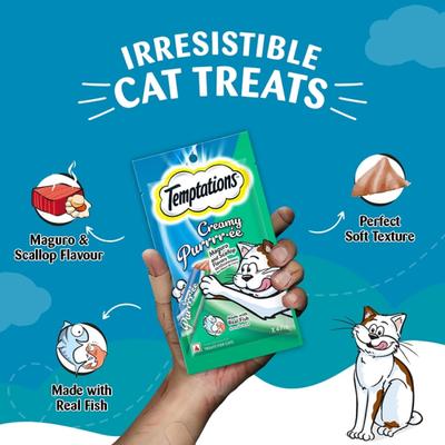 Temptations Treats for Cats Creamy Purrrree - Maguro & Scallop Flavour (Pack of 12 gm x 4) 1's - Petfood