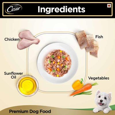 Cesar Adult Dog Food - White Meat Fish & Vegetables (Pack of 6 x 100 gm) 1's - Petfood