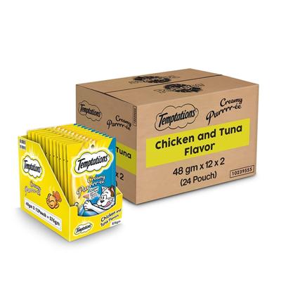 Temptations Treats for Cats Creamy Purrrree - Chicken & Tuna Flavour (Pack of 48 gm x 24) 1's - Petfood