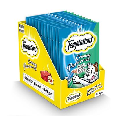 Temptations Treats for Cats Creamy Purrrree - Maguro & Scallop Flavour (Pack of 48 gm x 24) 1's - Petfood