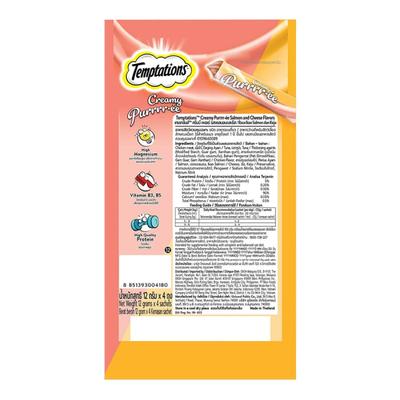 Temptations Treats for Cats Creamy Purrrree - Salmon & Cheese Flavour (Pack of 48 gm x 24) - Petfood