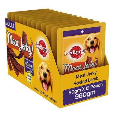 Pedigree Meat Jerky - Roasted Lamb Flavour (Pack of 80 gm x 12) 1's - Petfood