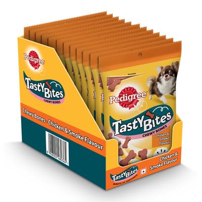 Pedigree Tasty Bites Chewy Bones - Chicken & Smoke Flavor (Pack of 50 gm x 12) 1's - Petfood