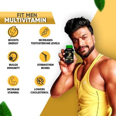 Fitspire Fit Men Gold Multivitamin for Men to Increase Immunity Energy Stamina 60 Capsules 1's - General Health