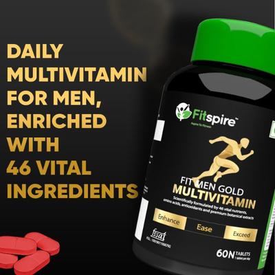 Fitspire Fit Men Gold Multivitamin for Men to Increase Immunity Energy Stamina 60 Capsules 1's - General Health