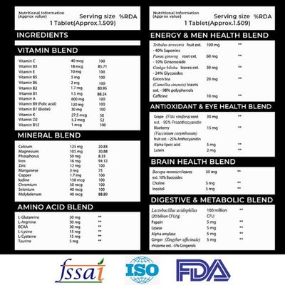 Fitspire Fit Men Gold Multivitamin for Men to Increase Immunity Energy Stamina 60 Capsules 1's - General Health