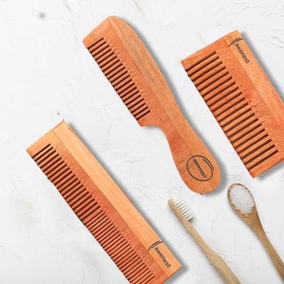 Awenest Wooden Neem Comb (Pack of 3) - Hair Combs